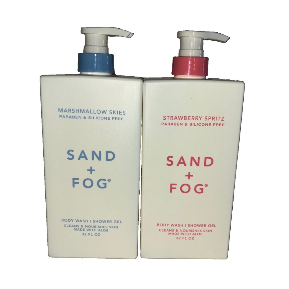 Sand + Fog Body Wash Shower Gel Marshmallow Skies Strawberry Spritz 32 Oz (2)